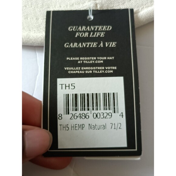 Tilley Endurables TH5 Hemp Hat Hikers Natural Off White 7 1/2 Made in Canada - Picture 8 of 8